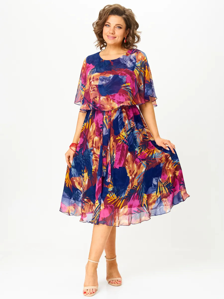 😎💃Produse noi de vară💥【S-5XL】Rochie largi din sifon de marime mare ,  Confortabil și respirabil, foarte potrivit pentru vară