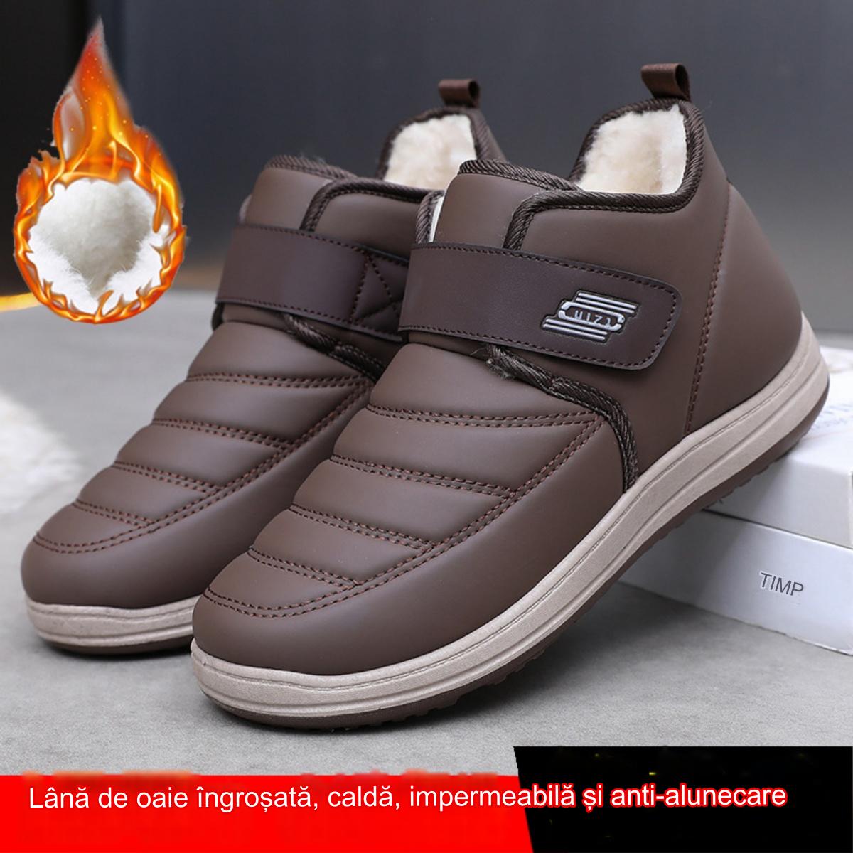 【50%OFF】【39-44】🔥2024 Nuevo estilo de invierno más zapatos de hombre impermeables y antideslizantes de terciopelo y cuero genuino engrosado