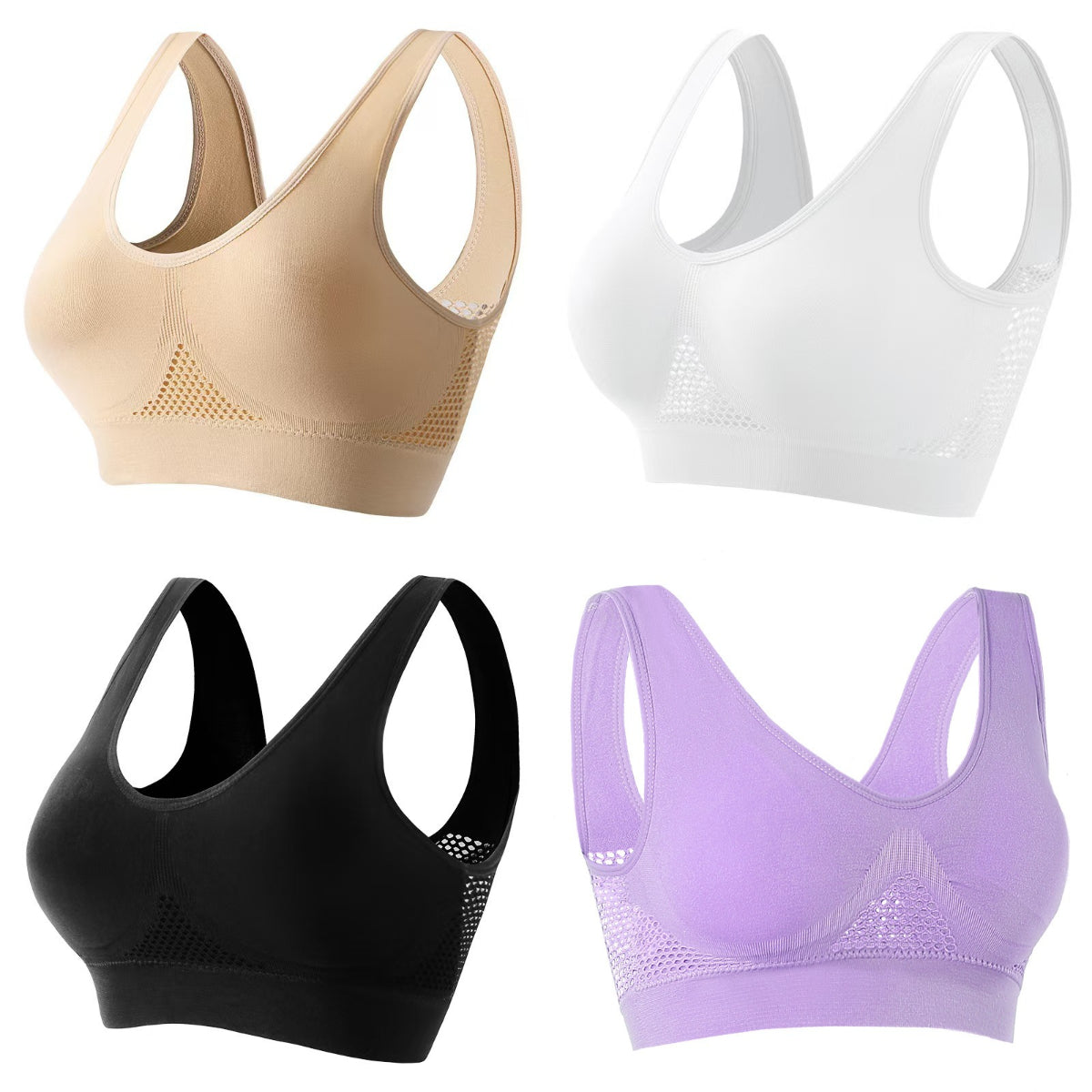 🥰【Paquete de 4】Sujetador deportivo transpirable y fresco ❤️【40-120KG】.