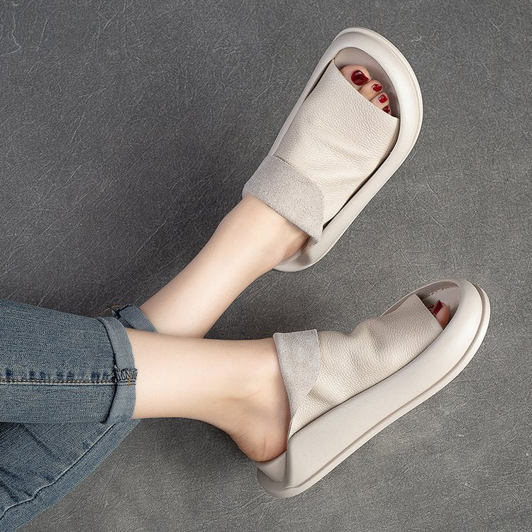 👡[35-40] 2025, stil nou, retro, lucrate manual din piele moale, de culoare solidă, sandale confortabile pentru femei