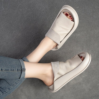 👡[35-40] 2025, stil nou, retro, lucrate manual din piele moale, de culoare solidă, sandale confortabile pentru femei