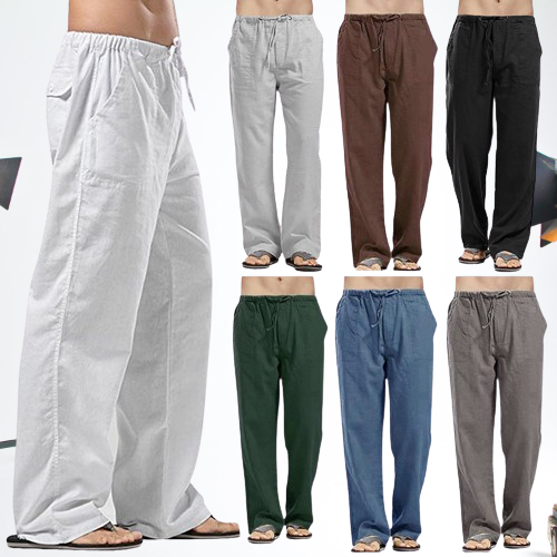 😎【S-5XL】 Pánské volnočasové kalhoty z bavlny a lnu, k dispozici i větší velikosti, 8 barev