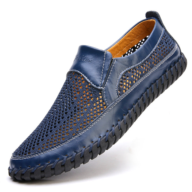 【38–48】👞Nowe męskie skórzane buty z siateczką – duże rozmiary – prawdziwa skóra bydlęca, odporne na pot i nieprzyjemny zapach, oddychające i wygodne 👞