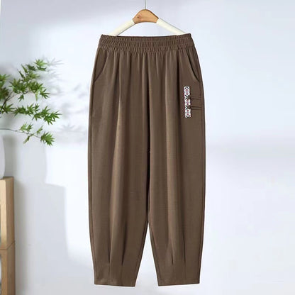 Pantaloni noi de vară subțiri din bumbac și in, cu nouă puncte