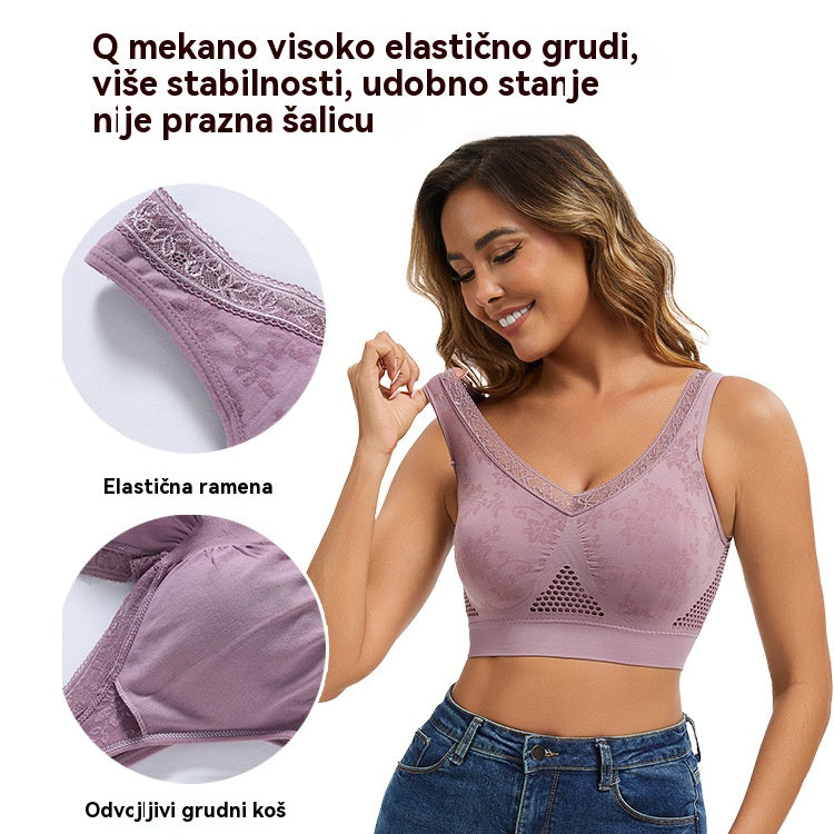 😍❤️ 40-120 kg 【5-częściowy komplet】✨Biustonosz bez fiszbin, oddychający, w dużym rozmiarze dla kobiet