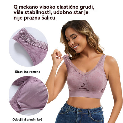 😍❤️ 40-120 kg 【5-częściowy komplet】✨Biustonosz bez fiszbin, oddychający, w dużym rozmiarze dla kobiet