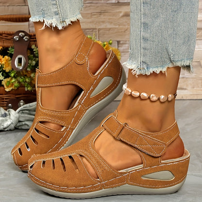 👡【34-44】Dámské ležérní sandály na klínku, prodyšné a pohodlné