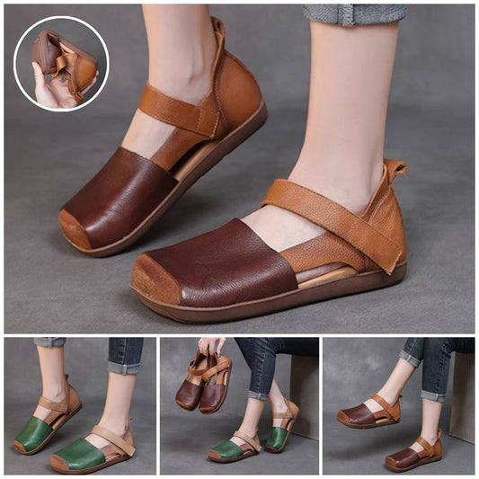 💃【35-40】😇Sandalias planas antideslizantes con punta cerrada y hueca para mujer de verano