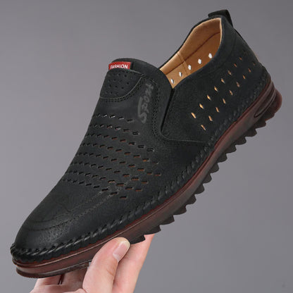 Zapatos casuales de cuero genuino hechos a mano para exteriores para hombres