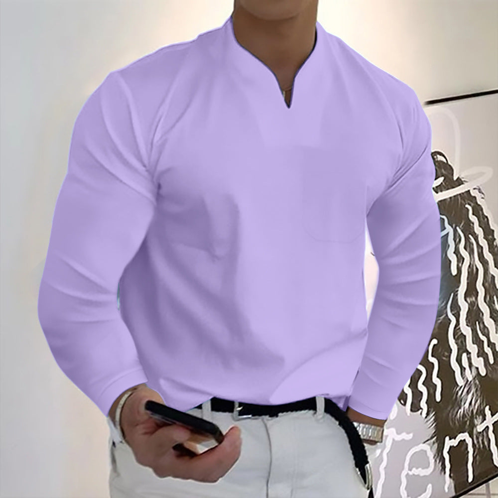 👔【S-5XL】Camiseta de algodón elástico con cuello en V para hombre de nuevo estilo de verano