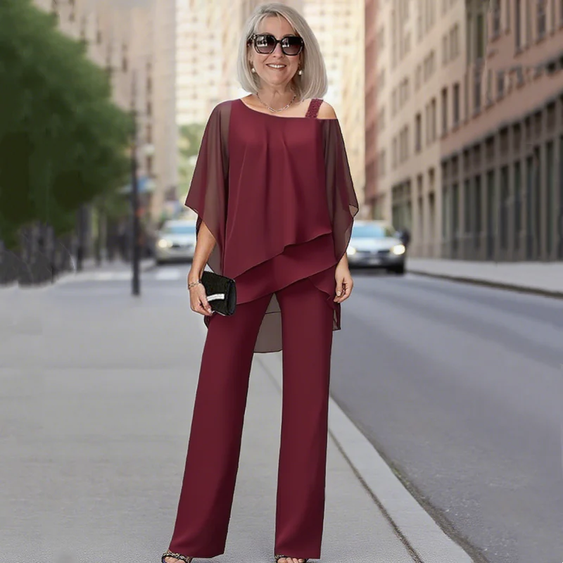 ⏳ Oferta por tiempo limitado ⏰【50-120KG】👚👖 Conjunto de dos piezas para mujer, tejido suave con hombros descubiertos ✅【Blusa + Pantalón】