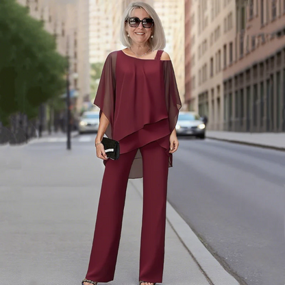 ⏳ Oferta por tiempo limitado ⏰【50-120KG】👚👖 Conjunto de dos piezas para mujer, tejido suave con hombros descubiertos ✅【Blusa + Pantalón】