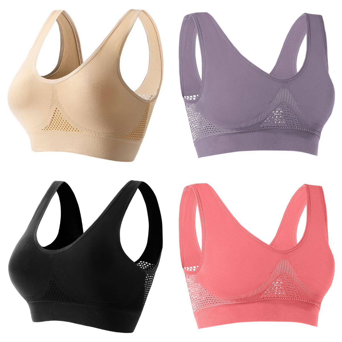 🥰【Paquete de 4】Sujetador deportivo transpirable y fresco ❤️【40-120KG】.