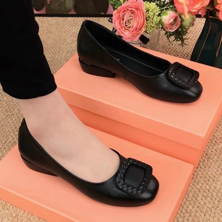 🔥🔥🥿【35-41】Pantofi de dama din piele moale cu toc rotund