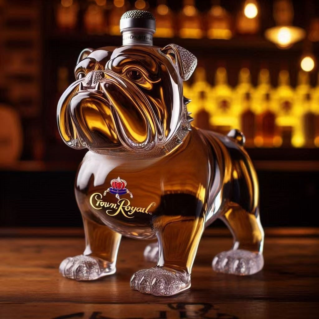 Sticlă de whisky amuzantă în formă de buldog francez (doar sticla, whisky-ul nu este inclus)
