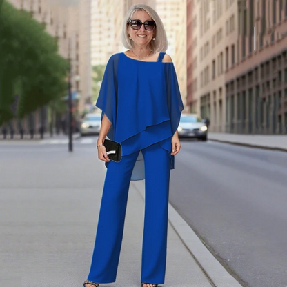 ⏳ Oferta por tiempo limitado ⏰【50-120KG】👚👖 Conjunto de dos piezas para mujer, tejido suave con hombros descubiertos ✅【Blusa + Pantalón】