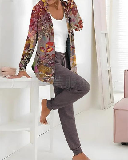 【🏆️Producto más vendido】🔥Nuevo estilo Otoño Invierno estampado casual conjunto de dos piezas manga larga + pantalones largos
