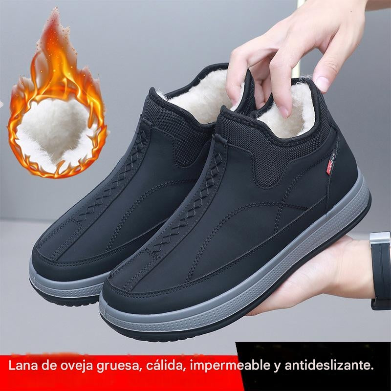 Nuevas botas de nieve de invierno para hombre gruesas y de terciopelo para mantener el calor.