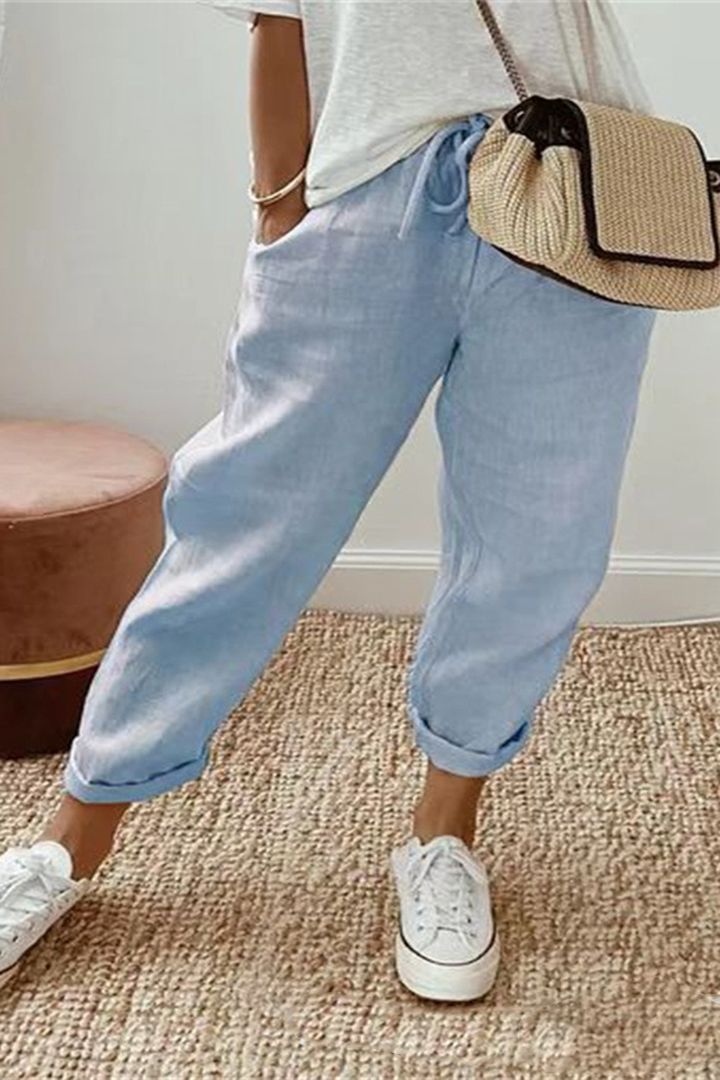 🔥2025 verano nuevos pantalones casuales de algodón y lino para mujer