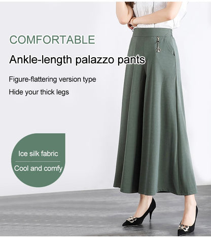 👖❤️【M-5XL】 Nové dámske letné široké nohavice z ľadového hodvábu na rok 2025