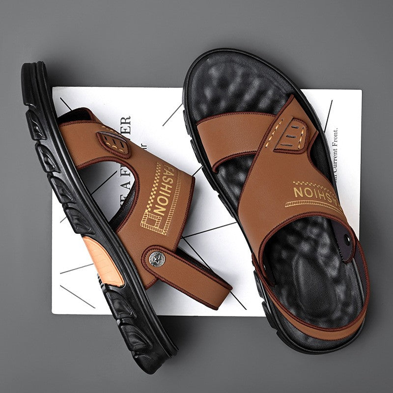 🔥【38-44】Sandalias de cuero genuino con suela blanda y superficie blanda Sandalias de cuero de aviador, un zapato para dos
