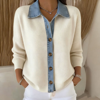 🔥【S-3XL】Nový dámsky džínsový patchworkový kardigan