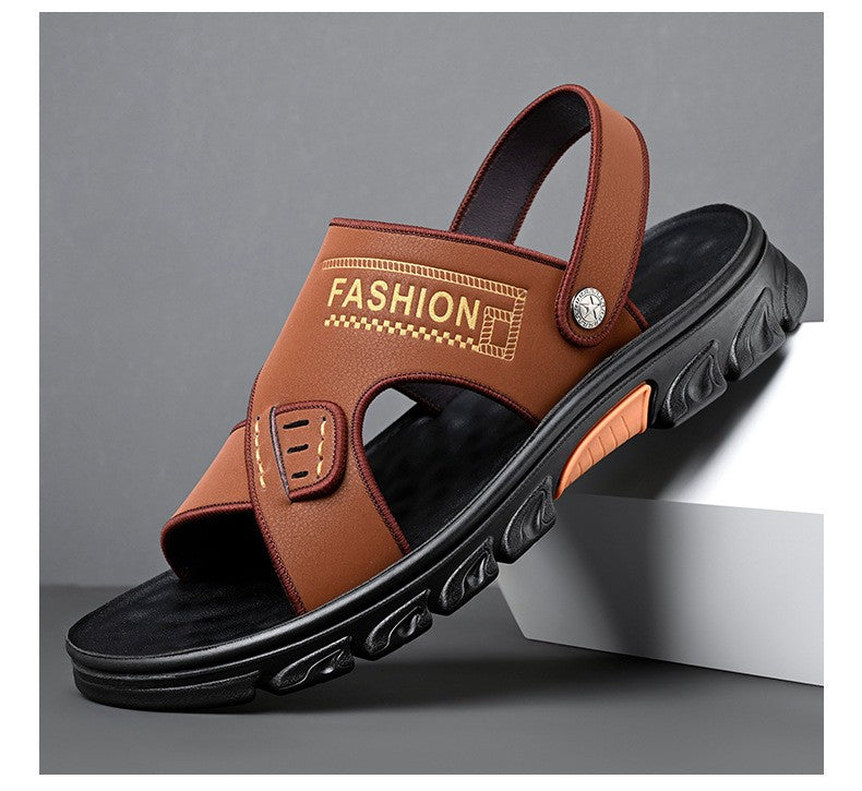 🔥【38-44】Sandalias de cuero genuino con suela blanda y superficie blanda Sandalias de cuero de aviador, un zapato para dos