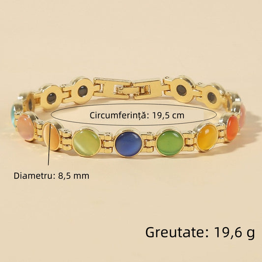 Brățară magnetică elegantă cu piatră Cat Eye aurie