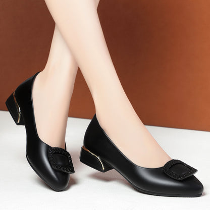 🔥🔥🥿【35-41】Pantofi de dama din piele moale cu toc rotund