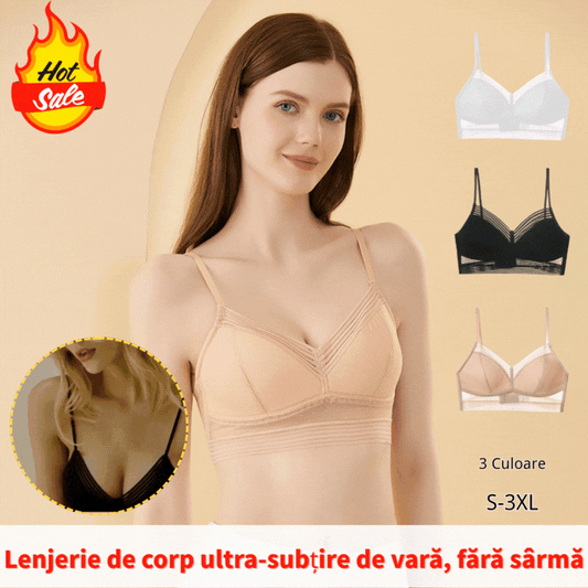 😍【Pachet de 3 piese】👙【S-3XL】Sutien în formă de U din dantelă ultra-subțire de vară, fără spate