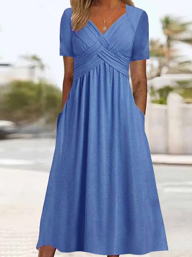 👍👍【50% REDUCERE】💐👗【S-3XL】Rochie simplă, casual, la modă, în culori uni, pentru primăvară și vară 2025