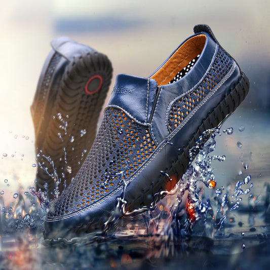 【38–48】👞Nowe męskie skórzane buty z siateczką – duże rozmiary – prawdziwa skóra bydlęca, odporne na pot i nieprzyjemny zapach, oddychające i wygodne 👞