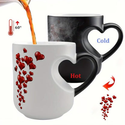 ☕⏳ 50% sleva!!! ⏰ Keramický hrnek ve tvaru srdce měnící barvu podle teploty ✨
