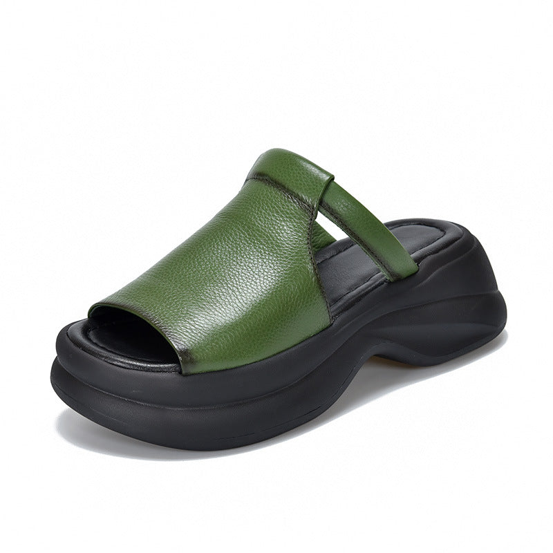 🔥【35-40】👡Sandale noi pentru femei, pentru creșterea în înălțime, cu talpă groasă și vârf deschis (înălțimea tocului 6 cm)
