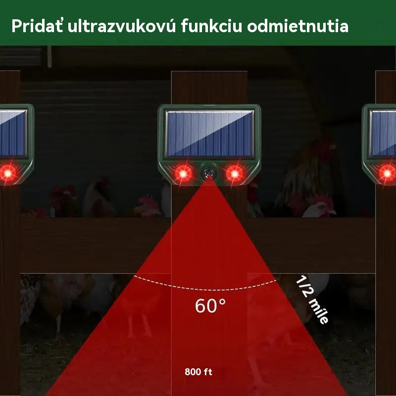 【🔥Kúpte 1 a získajte 1 zadarmo】🔥Solárny ultrazvukový odpudzovač vtákov pre vonkajšie odpudzovanie vtákov s blikajúcim infračerveným svetlom a červenou a modrou LED