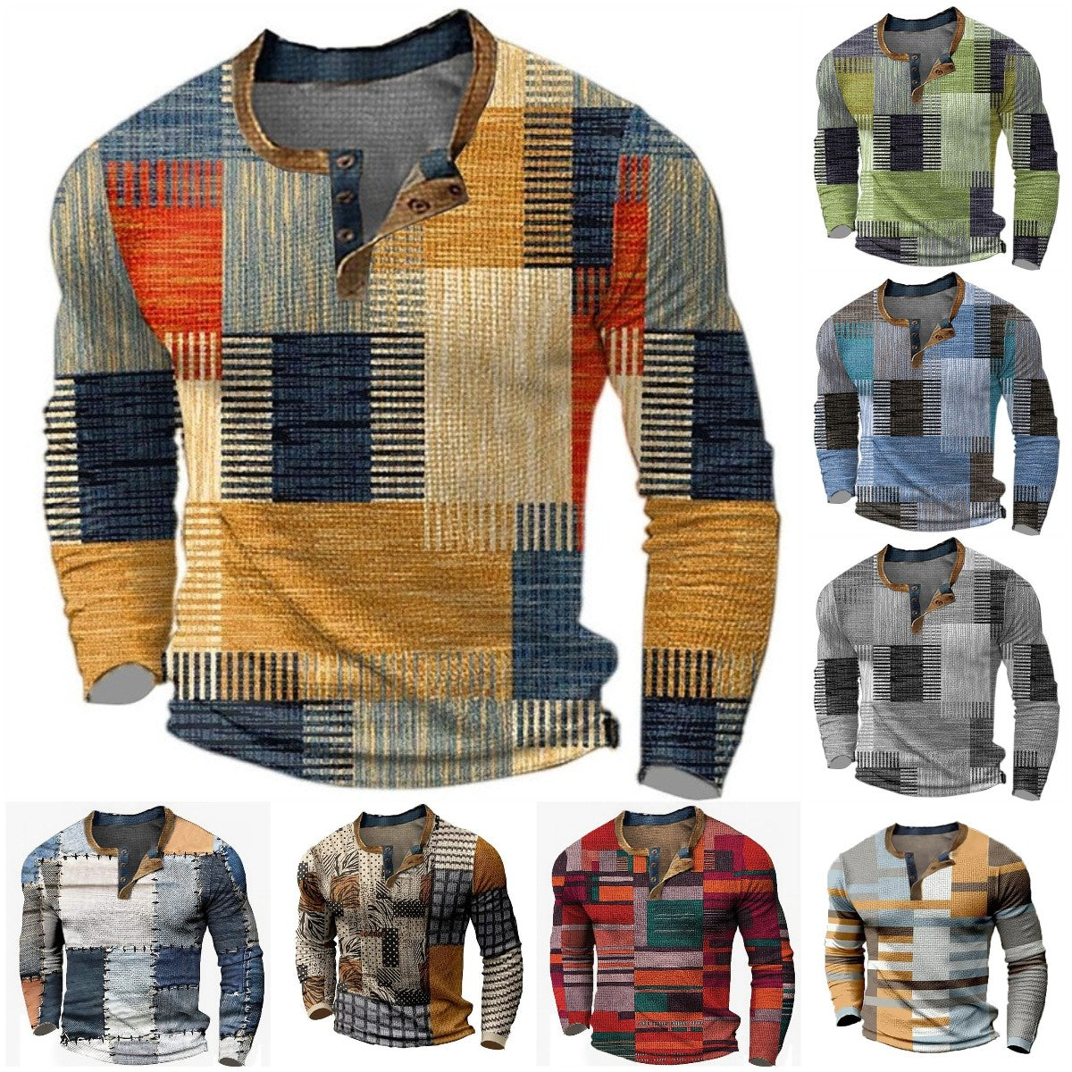 👔【S-4XL】🔥  Nová kolekce pánských košil s potiskem, dlouhé rukávy, uvolněný styl Henry, dostupné ve více barvách