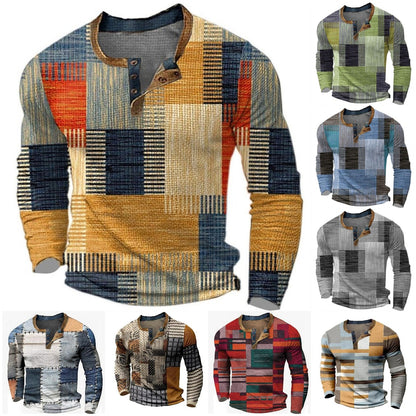 👔【S-4XL】🔥  Nová kolekce pánských košil s potiskem, dlouhé rukávy, uvolněný styl Henry, dostupné ve více barvách