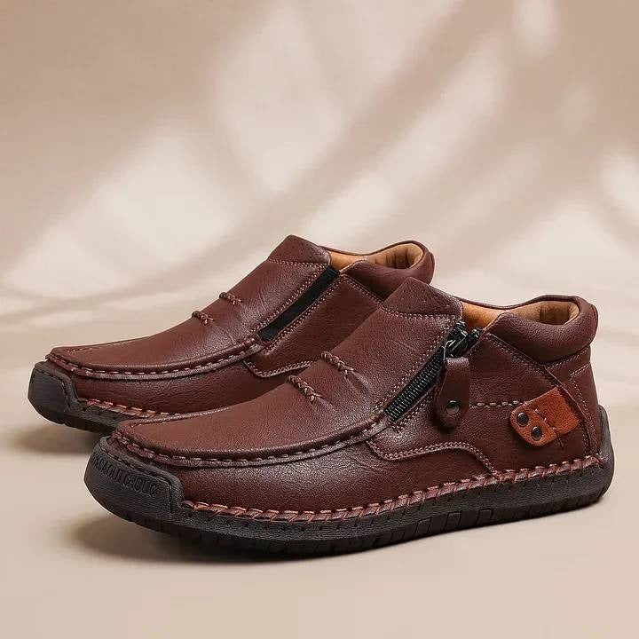 🔥👞【38-48】Pánské řidičské boty, vyrobené z vysoce kvalitní kůže, ručně vyrobené, protiskluzové - široká špička, podpora klenby