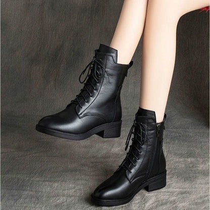 【35-41】2025 nuevas botas de mujer de cuero genuino hechas a mano