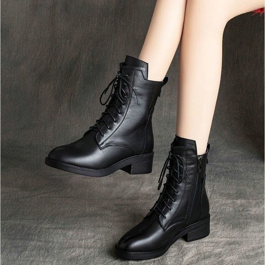 【35-41】2025 nuevas botas de mujer de cuero genuino hechas a mano
