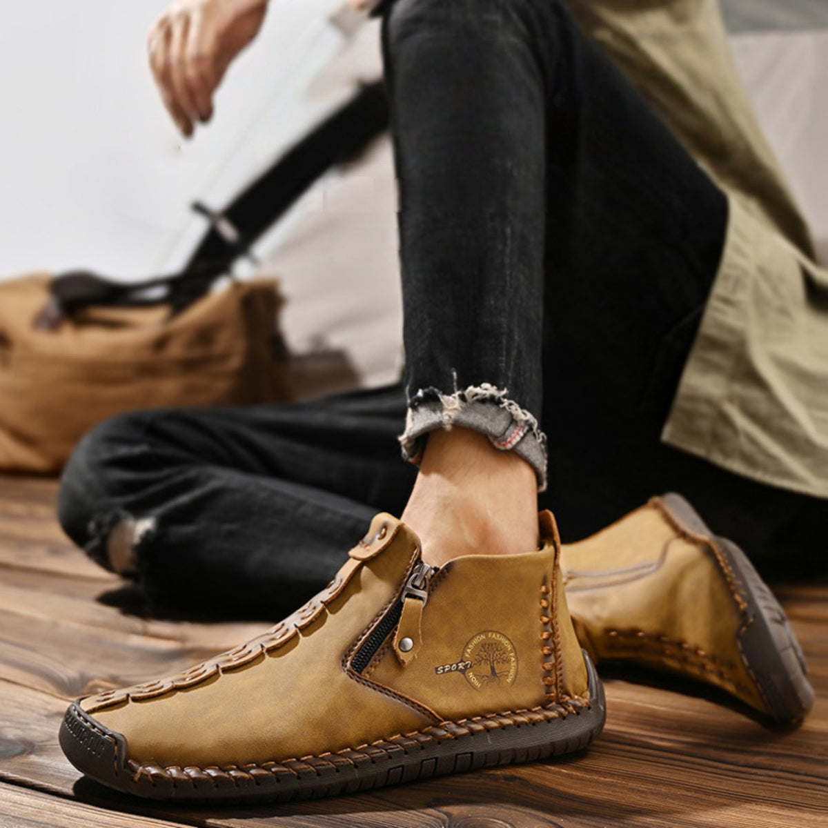 🔥🥾Botas de invierno para hombre con cremallera, cálidas, cómodas y forradas de felpa.