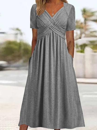👍👍【50% REDUCERE】💐👗【S-3XL】Rochie simplă, casual, la modă, în culori uni, pentru primăvară și vară 2025