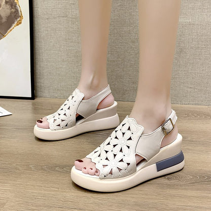 【35-40】Sandalias de suela blanda, botas retro de suela blanda