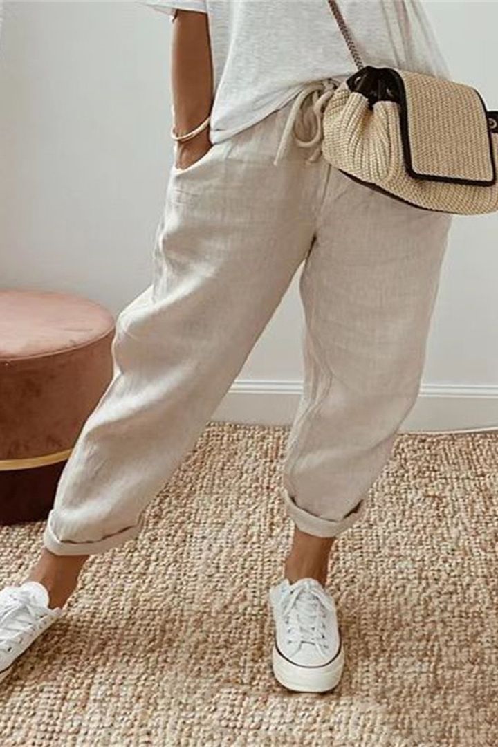 🔥2025 verano nuevos pantalones casuales de algodón y lino para mujer