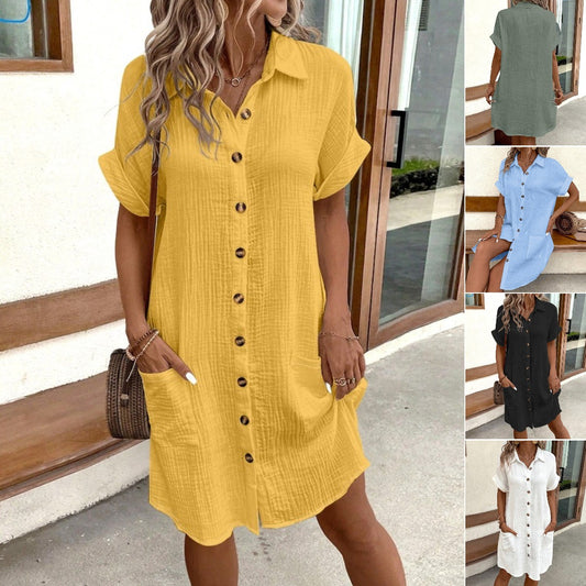 👗【S–2XL】 Nové módní bavlněné šaty, lehké a prodyšné