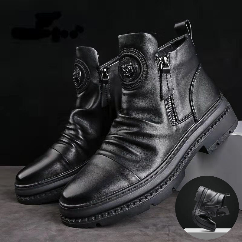 🔥[39-44] Nové pánske vysoké čižmy z britskej kože s hrubou podrážkou