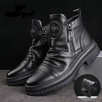 🔥[39-44] Nové pánske vysoké čižmy z britskej kože s hrubou podrážkou