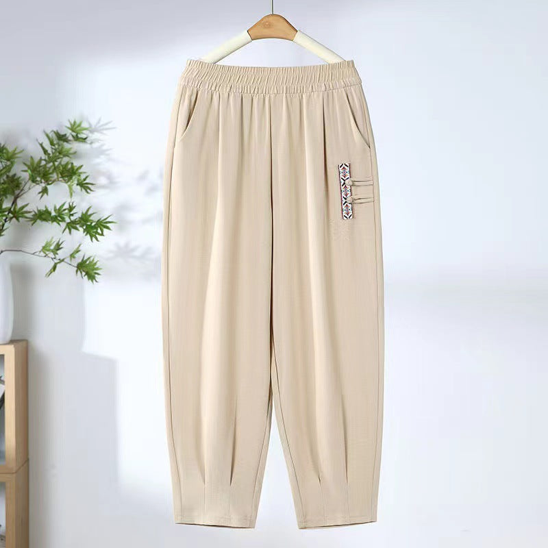 Pantaloni noi de vară subțiri din bumbac și in, cu nouă puncte