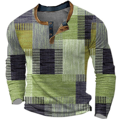 👔【S-4XL】🔥  Nová kolekce pánských košil s potiskem, dlouhé rukávy, uvolněný styl Henry, dostupné ve více barvách