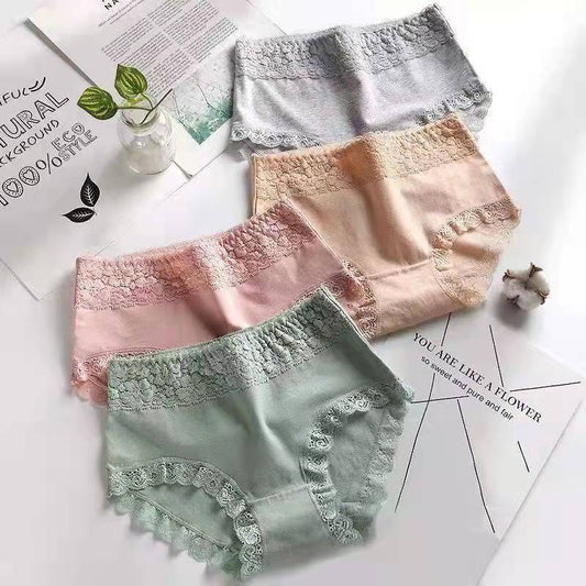 💞【Compra 3 y llévate 3 gratis】👙Braga de algodón transpirable sin costuras con cintura media para mujer